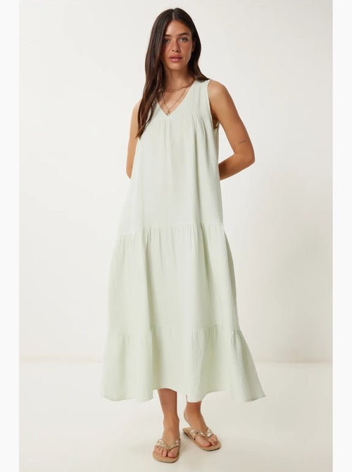 Vestido midi con escote en v y volantes istanbul - Kiabi Vestido midi con escote en v y volantes istanbul - Kiabi