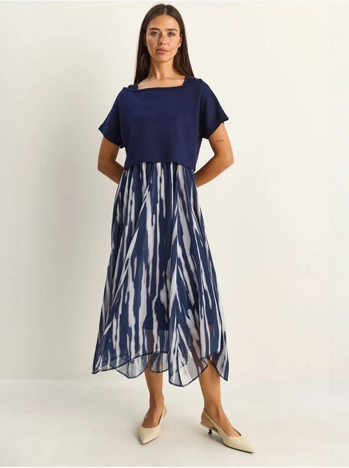 Vestido midi con estampado abstracto y escote barco lucci - Kiabi