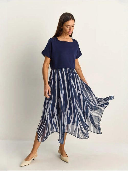 Vestido midi con estampado abstracto y escote barco lucci - Kiabi