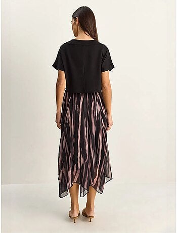 Vestido midi con estampado abstracto y escote barco lucci