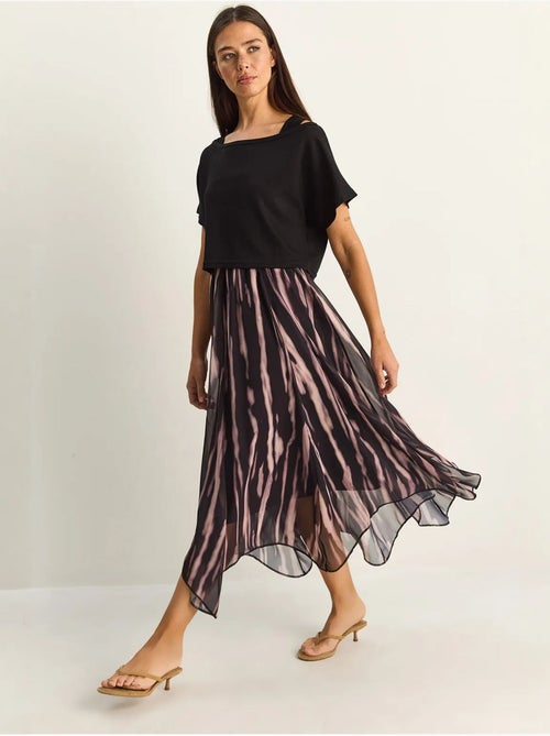 Vestido midi con estampado abstracto y escote barco lucci - Kiabi Vestido midi con estampado abstracto y escote barco lucci - Kiabi