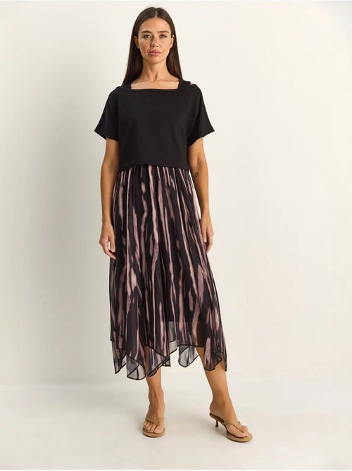 Vestido midi con estampado abstracto y escote barco lucci - Kiabi Vestido midi con estampado abstracto y escote barco lucci - Kiabi