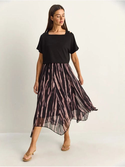 Vestido midi con estampado abstracto y escote barco lucci - Kiabi Vestido midi con estampado abstracto y escote barco lucci - Kiabi