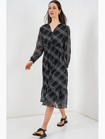 Vestido midi con estampado de leopardo y escote en v bdart