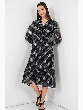 Vestido midi con estampado de leopardo y escote en v bdart
