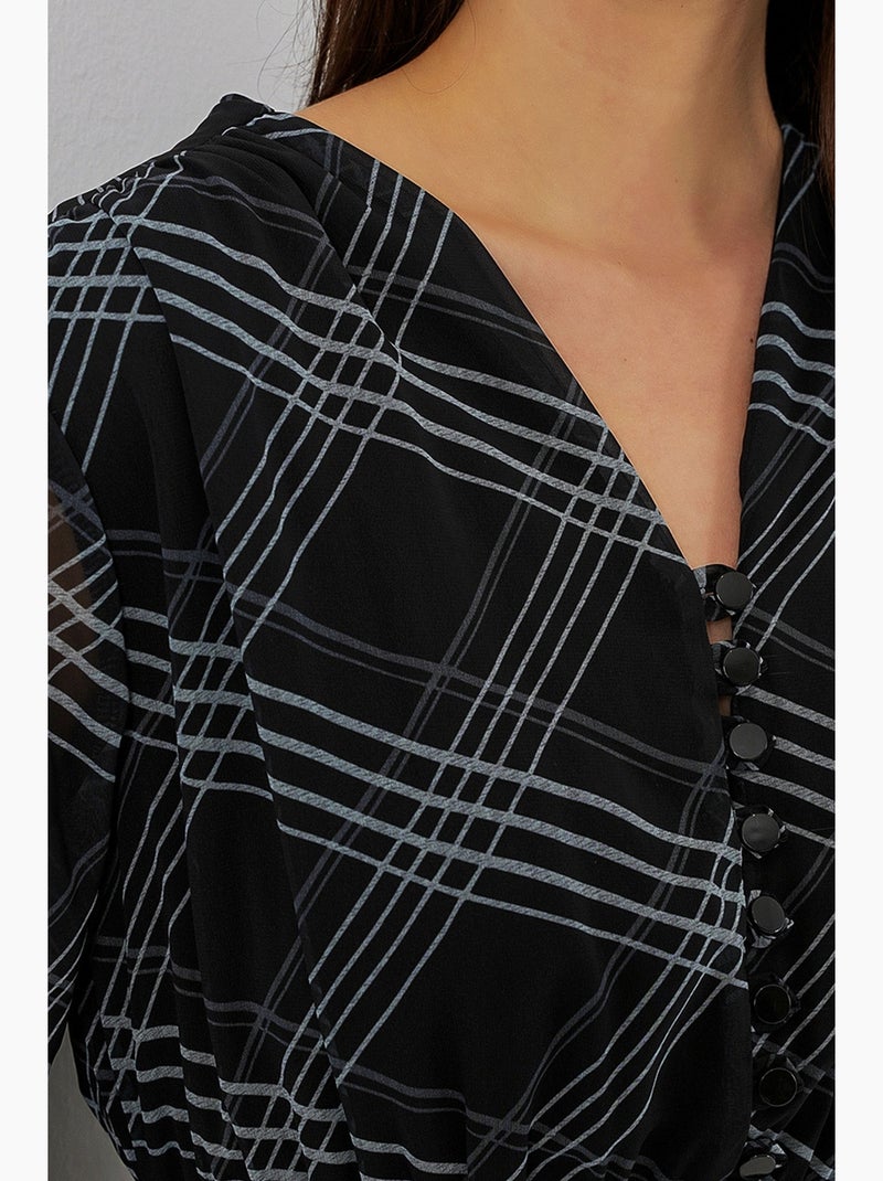 Vestido midi con estampado de leopardo y escote en v bdart Negro - Kiabi