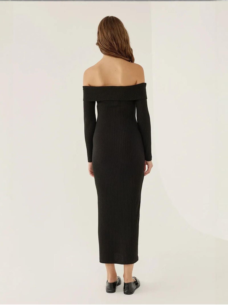 Vestido midi con hombros descubiertos hiccup Negro - Kiabi