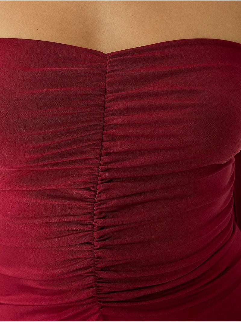 Vestido midi con hombros descubiertos Rojo - Kiabi