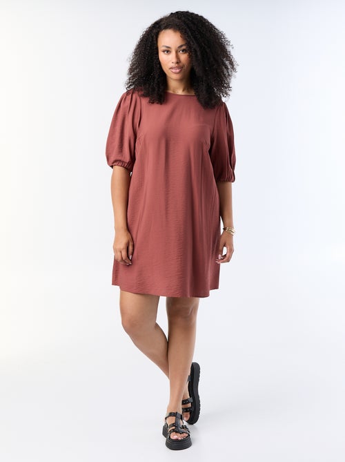 Vestido midi con mangas abullonadas - Kiabi