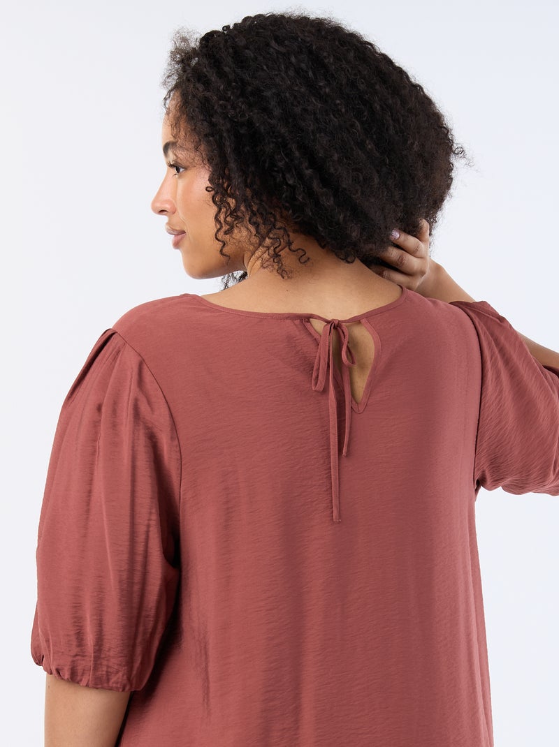 Vestido midi con mangas abullonadas Marron - Kiabi