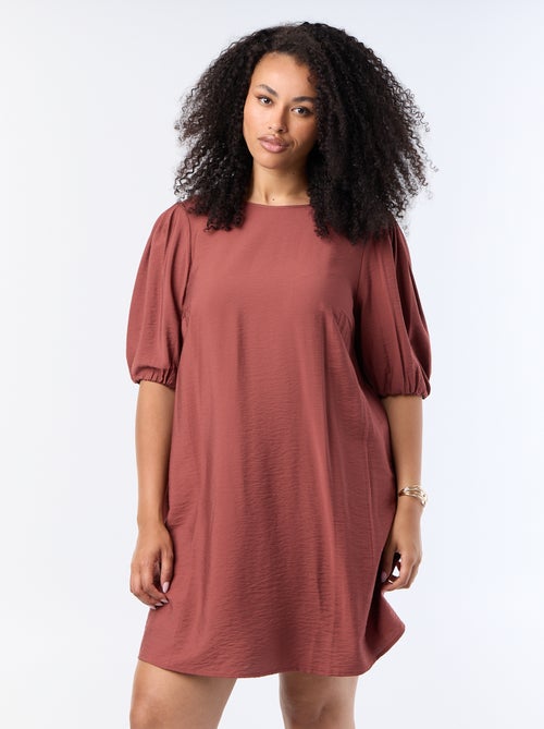 Vestido midi con mangas abullonadas - Kiabi