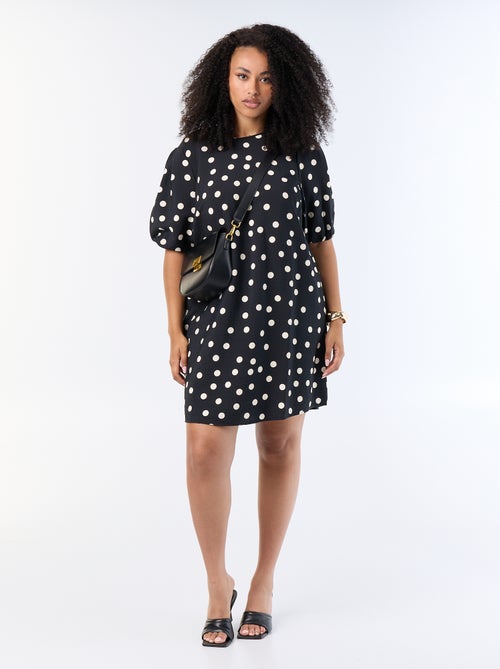 Vestido midi con mangas abullonadas - Kiabi