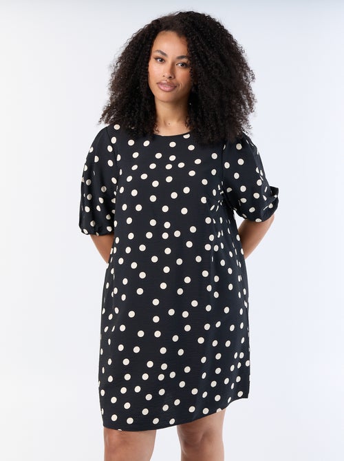 Vestido midi con mangas abullonadas - Kiabi