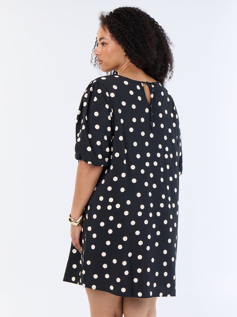 Vestido midi con mangas abullonadas Negro - Kiabi