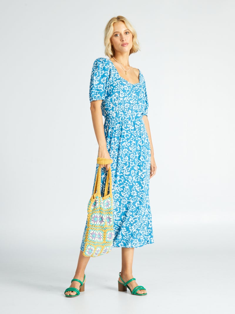 Vestido midi con motivo AZUL - Kiabi