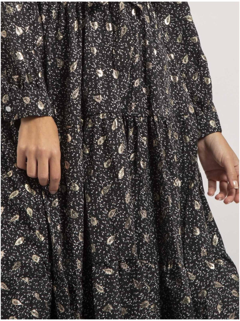 Vestido midi con motivos IVELIA Negro - Kiabi
