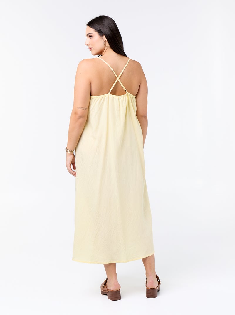 Vestido midi con tirantes ajustables Amarillo - Kiabi