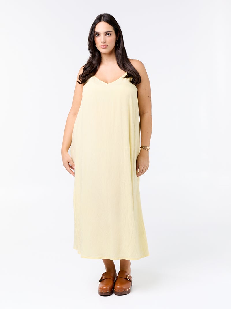 Vestido midi con tirantes ajustables Amarillo - Kiabi