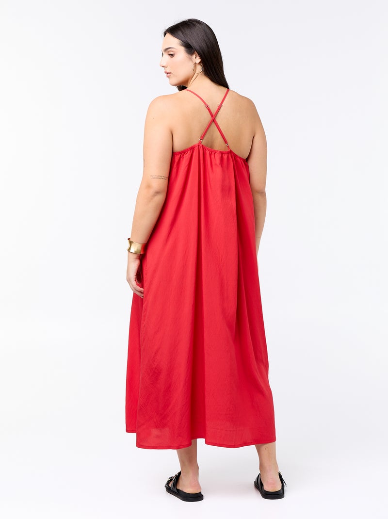Vestido midi con tirantes ajustables Rojo - Kiabi