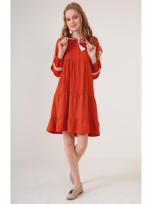 Vestido midi con volantes - Kiabi