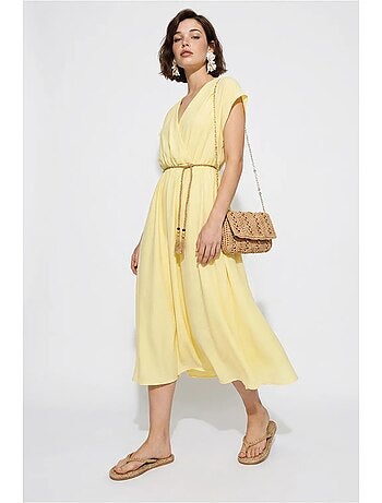 Vestido midi cruzado con cinturón lucci
