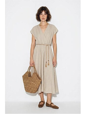 Vestido midi cruzado con cinturón lucci