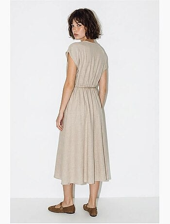 Vestido midi cruzado con cinturón lucci