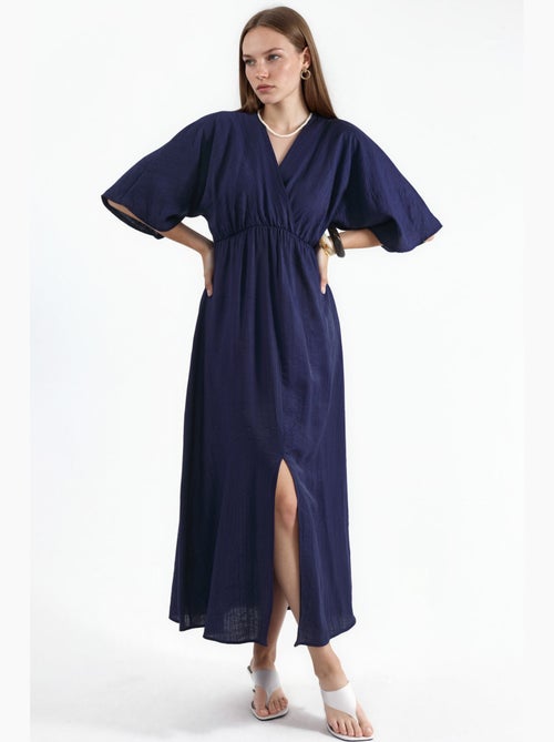 Vestido midi cruzado con cuello en v y mangas tres cuartos busem - Kiabi