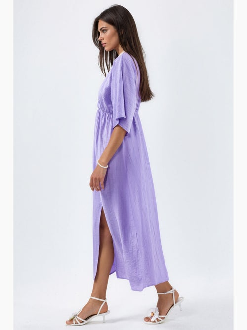 Vestido midi cruzado con cuello en v y mangas tres cuartos busem - Kiabi