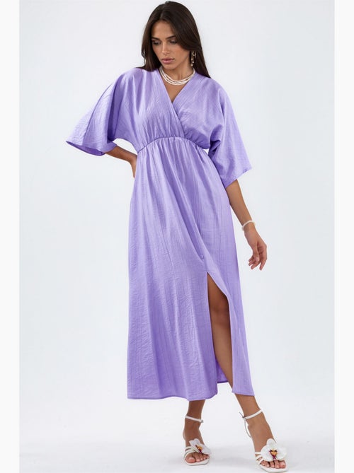 Vestido midi cruzado con cuello en v y mangas tres cuartos busem - Kiabi