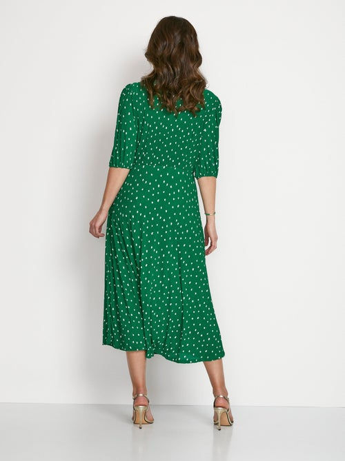 Vestido midi cruzado de lunares - Afibel - Kiabi