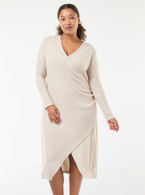 Vestido midi cruzado de punto - Kiabi