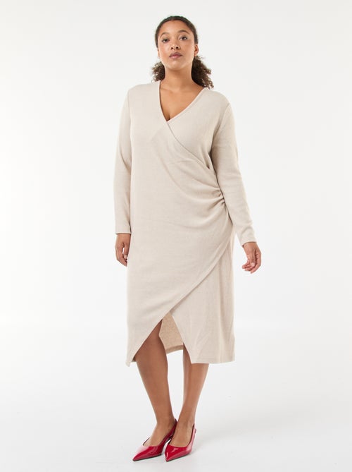 Vestido midi cruzado de punto - Kiabi