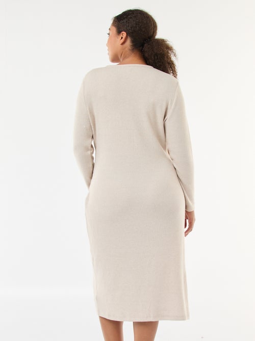 Vestido midi cruzado de punto - Kiabi