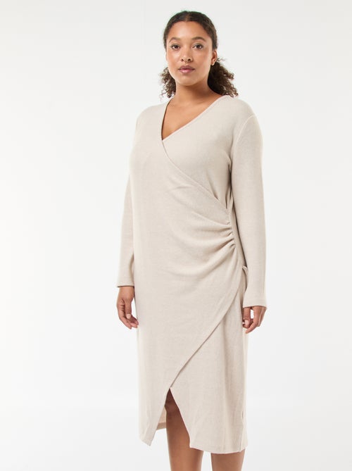 Vestido midi cruzado de punto - Kiabi