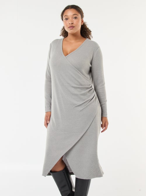 Vestido midi cruzado de punto - Kiabi