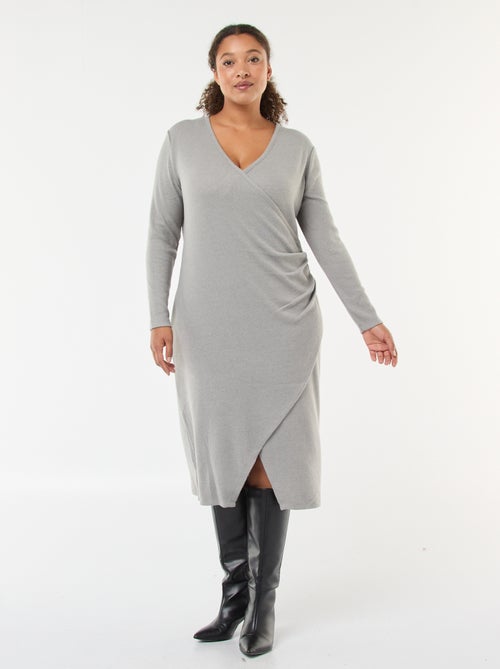 Vestido midi cruzado de punto - Kiabi