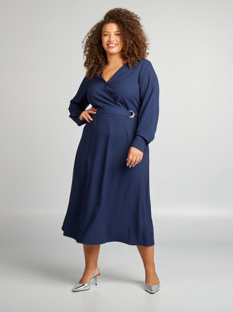 Vestido midi cruzado NEGRO - Kiabi