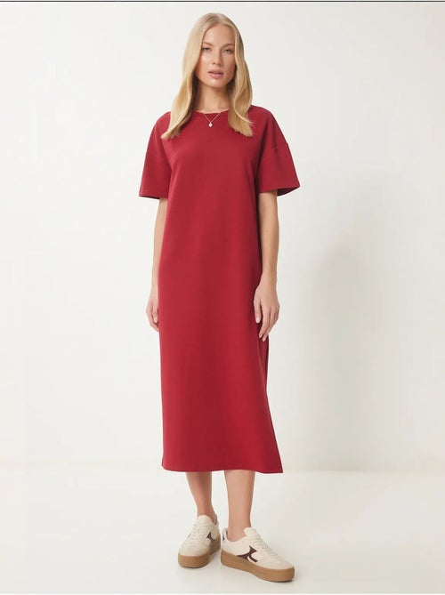Vestido midi de algodón con abertura istanbul - Kiabi