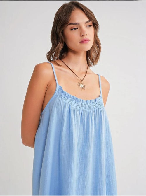 Vestido midi de algodón con detalle de volantes mixray - Kiabi Vestido midi de algodón con detalle de volantes mixray - Kiabi