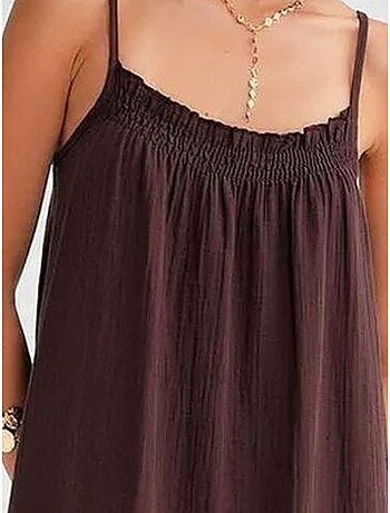 Vestido midi de algodón con detalle de volantes mixray