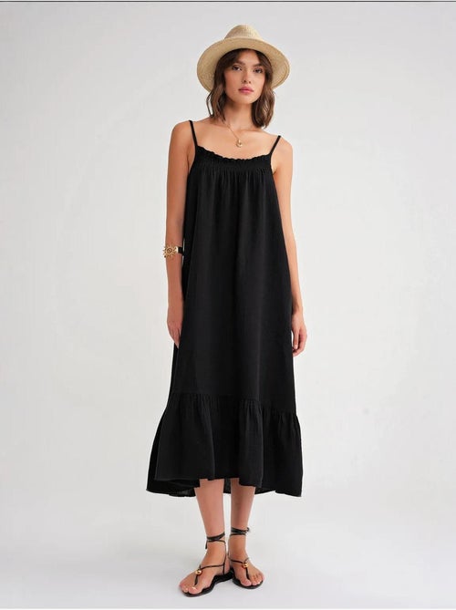 Vestido midi de algodón con detalle de volantes mixray - Kiabi Vestido midi de algodón con detalle de volantes mixray - Kiabi
