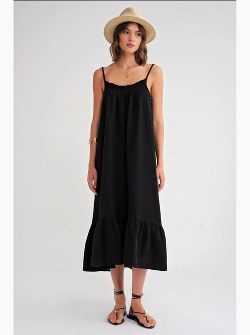 Vestido midi de algodón con detalle de volantes mixray - Kiabi Vestido midi de algodón con detalle de volantes mixray - Kiabi