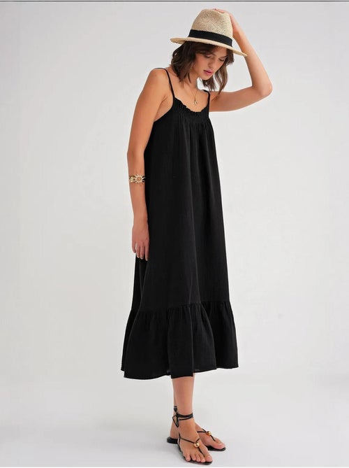 Vestido midi de algodón con detalle de volantes mixray - Kiabi Vestido midi de algodón con detalle de volantes mixray - Kiabi