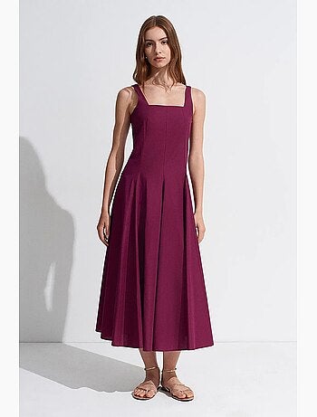 Vestido midi de algodón en línea a dilvin