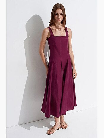 Vestido midi de algodón en línea a dilvin