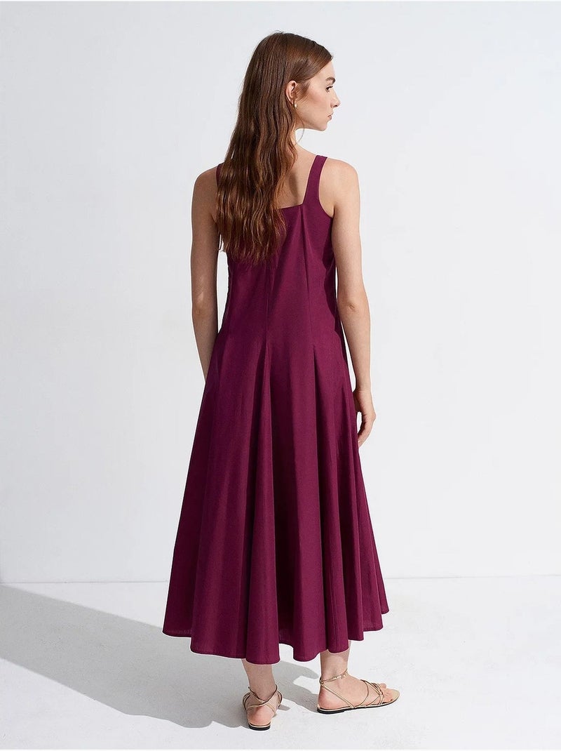 Vestido midi de algodón en línea a dilvin Rojo burdeos - Kiabi