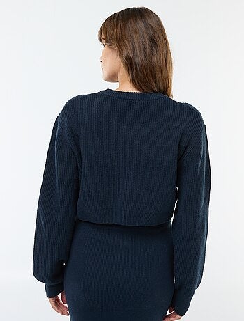 Vestido midi de canalé + jersey cropped de maternidad