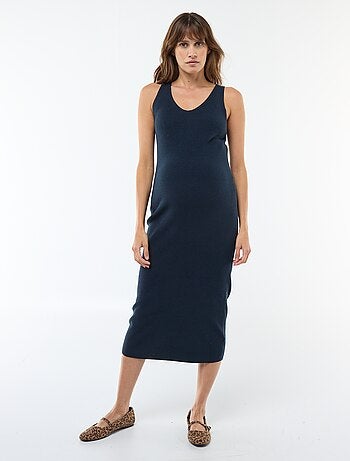 Vestido midi de canalé + jersey cropped de maternidad