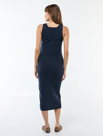Vestido midi de canalé + jersey cropped de maternidad